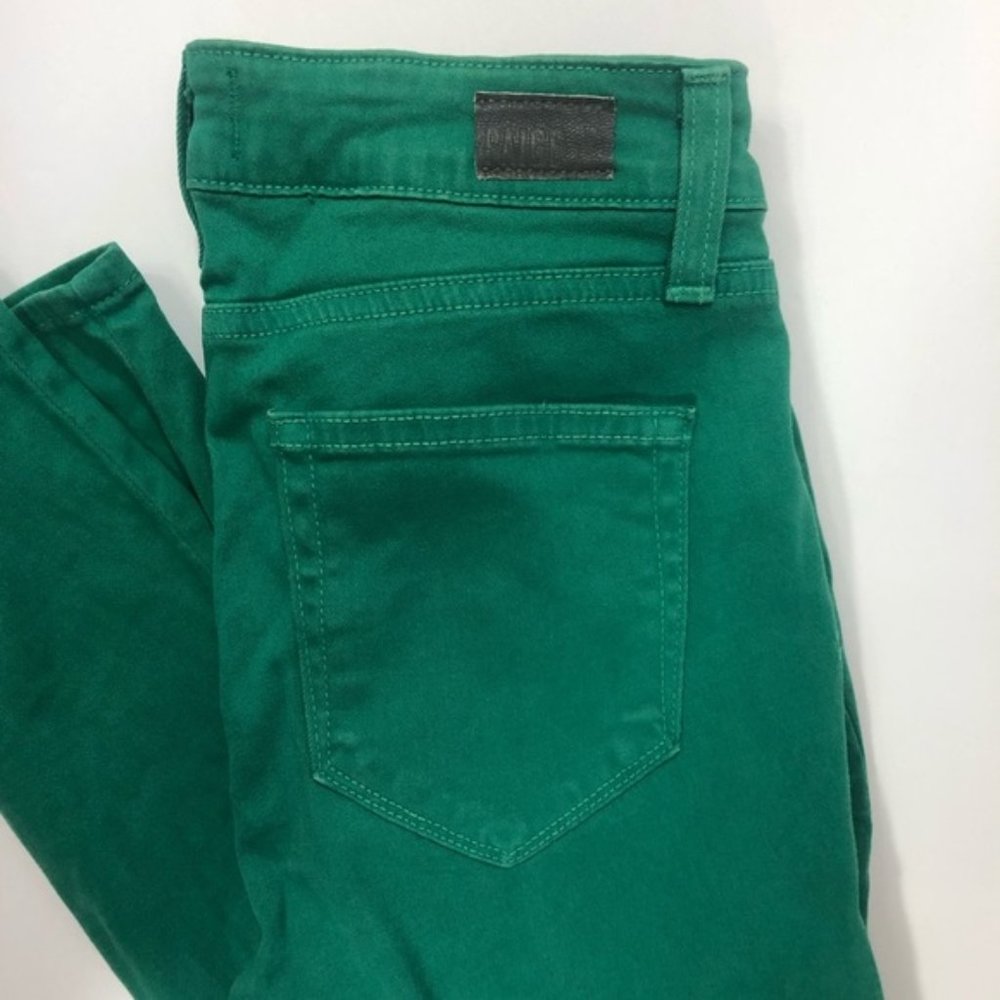 Paige Edgemont Ultra Skinny Moto Jeans in Rare Color Kelly Green, Size 25